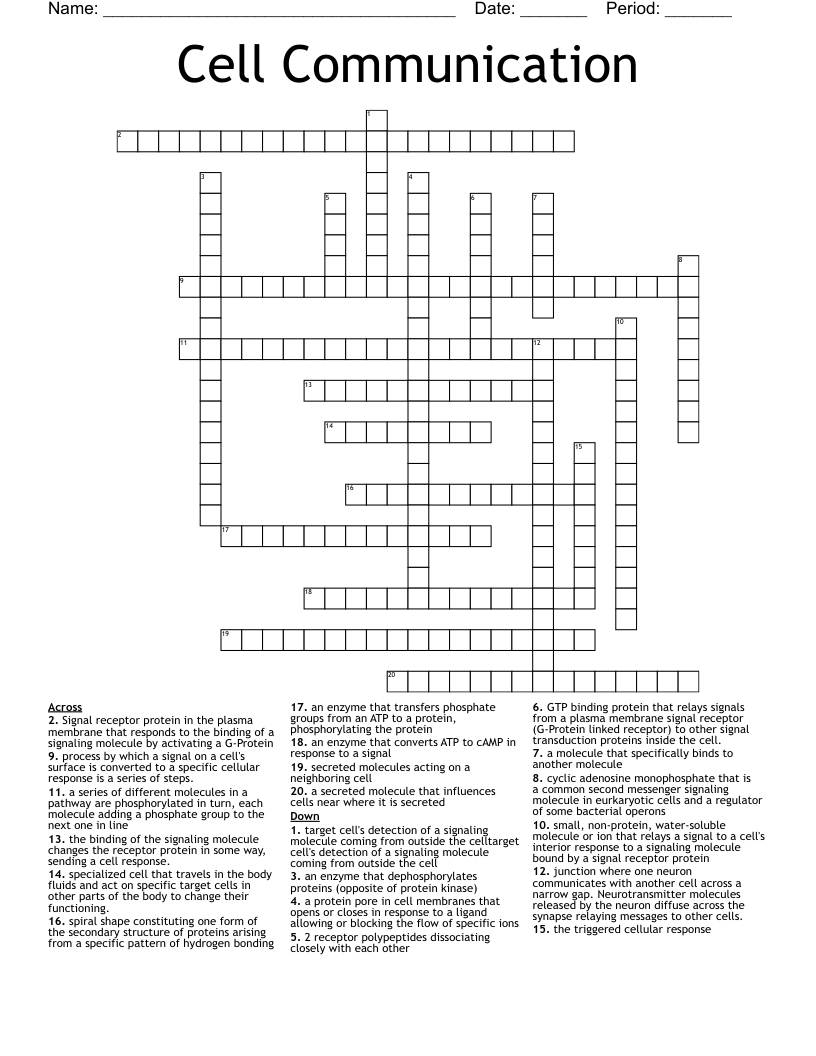 Cell Communication Crossword