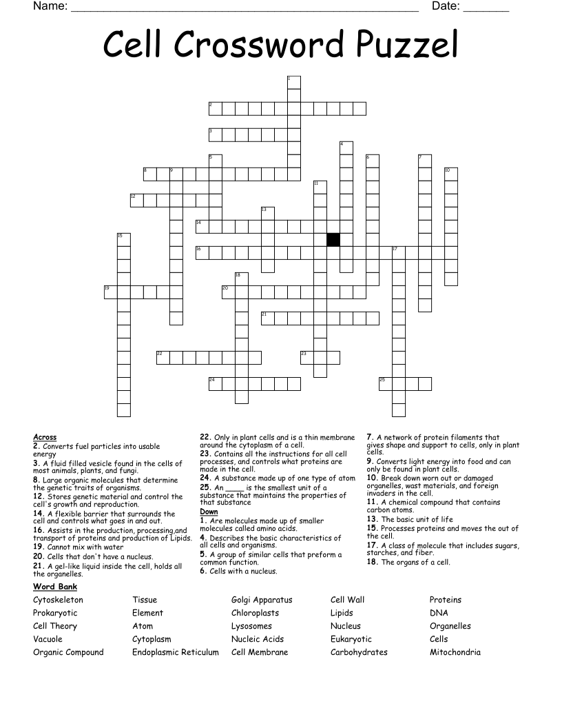 Cell Crossword Puzzel - WordMint