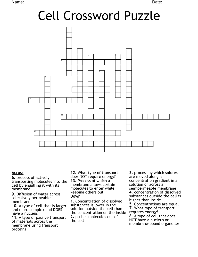 Cell Crossword Puzzle