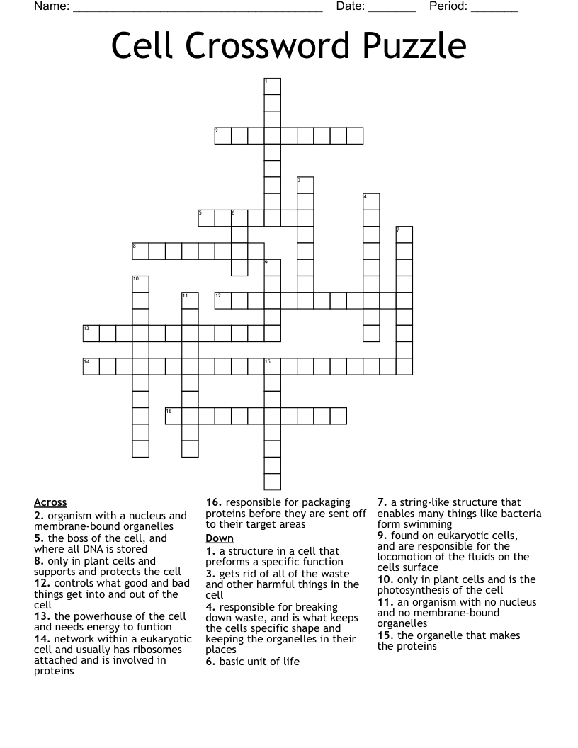 Cell Crossword Puzzle