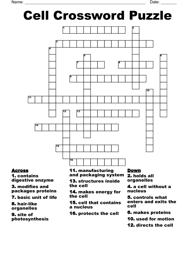 Cell Crossword Puzzle