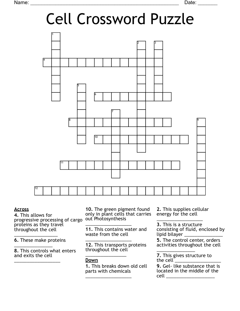 Cell Crossword Puzzle