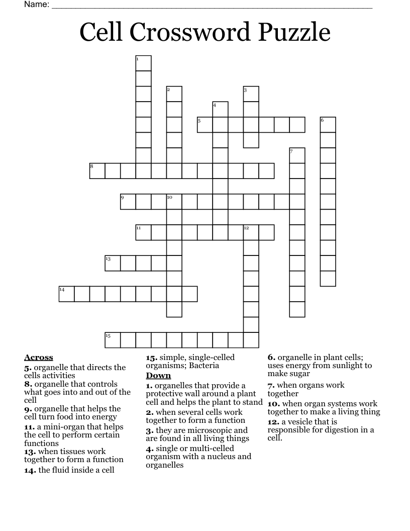 Cell Crossword Puzzle 