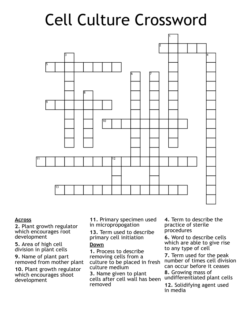Cell Culture Crossword