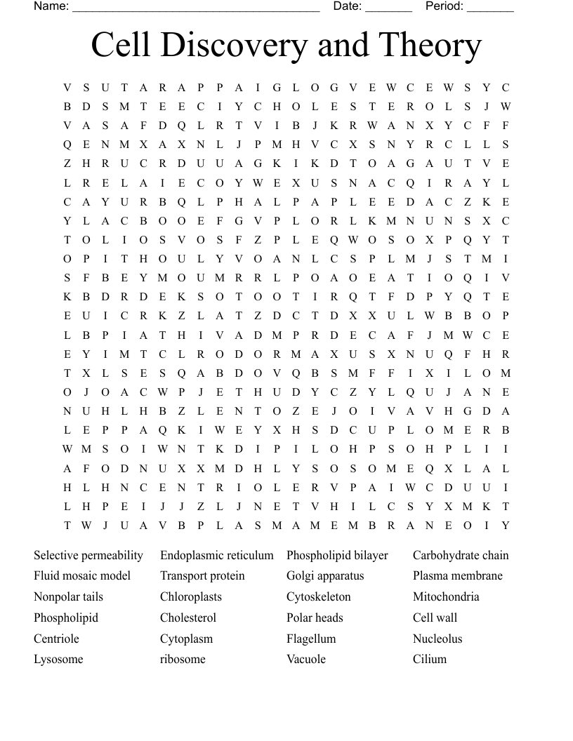 Cell Discovery and Theory  Word Search