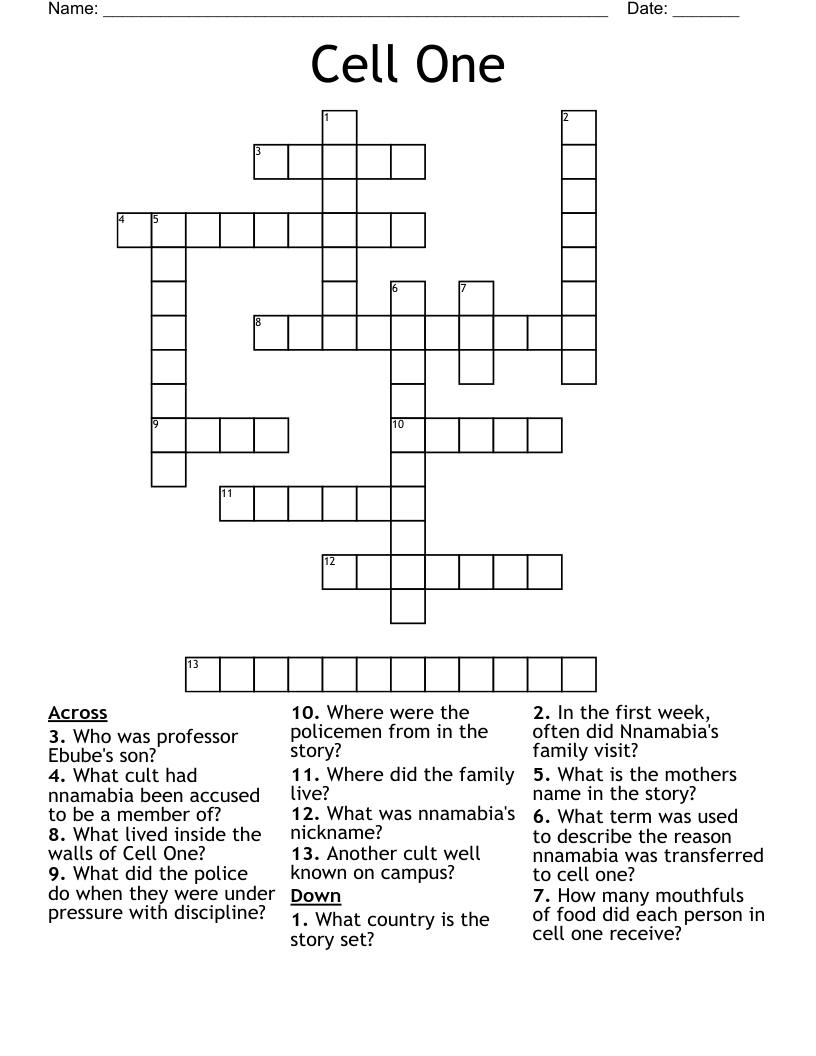 Cell One Crossword