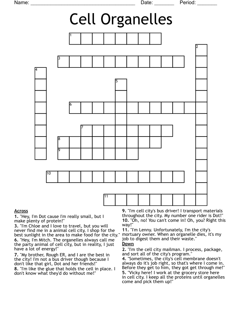 Cell Organelles Crossword