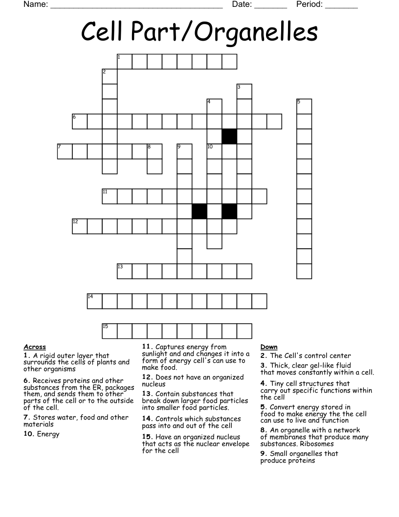 Cell Part/Organelles Crossword