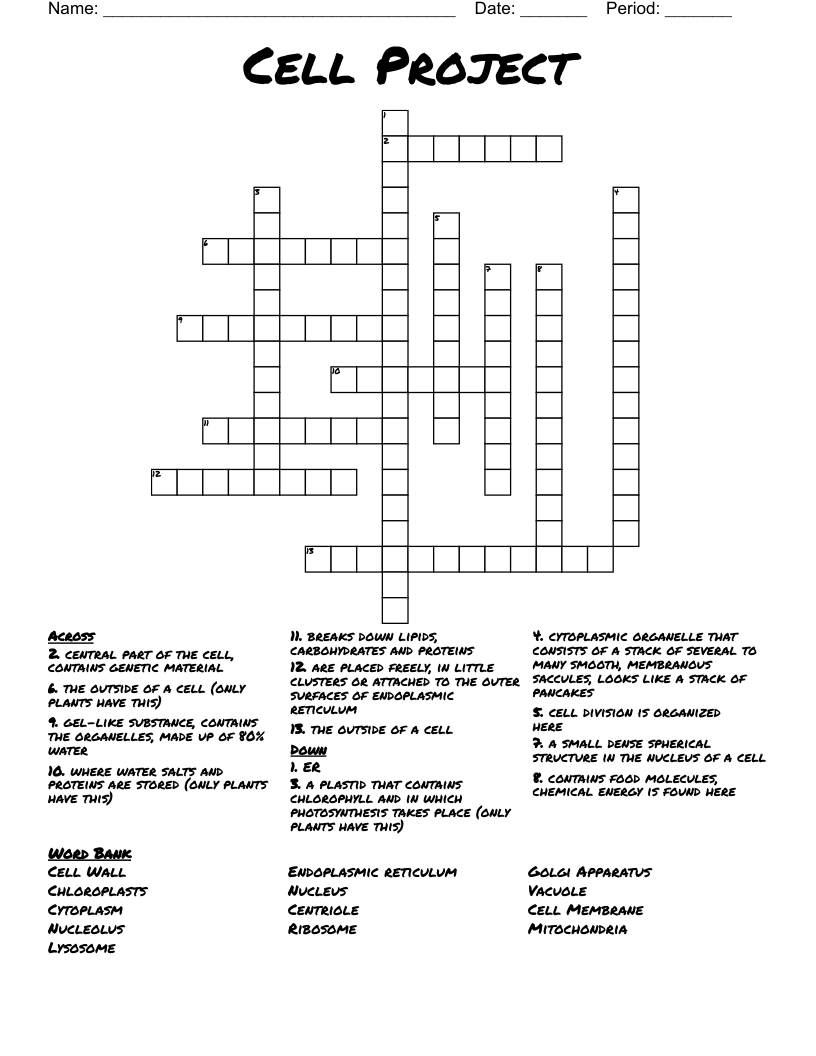 Cell Project Crossword