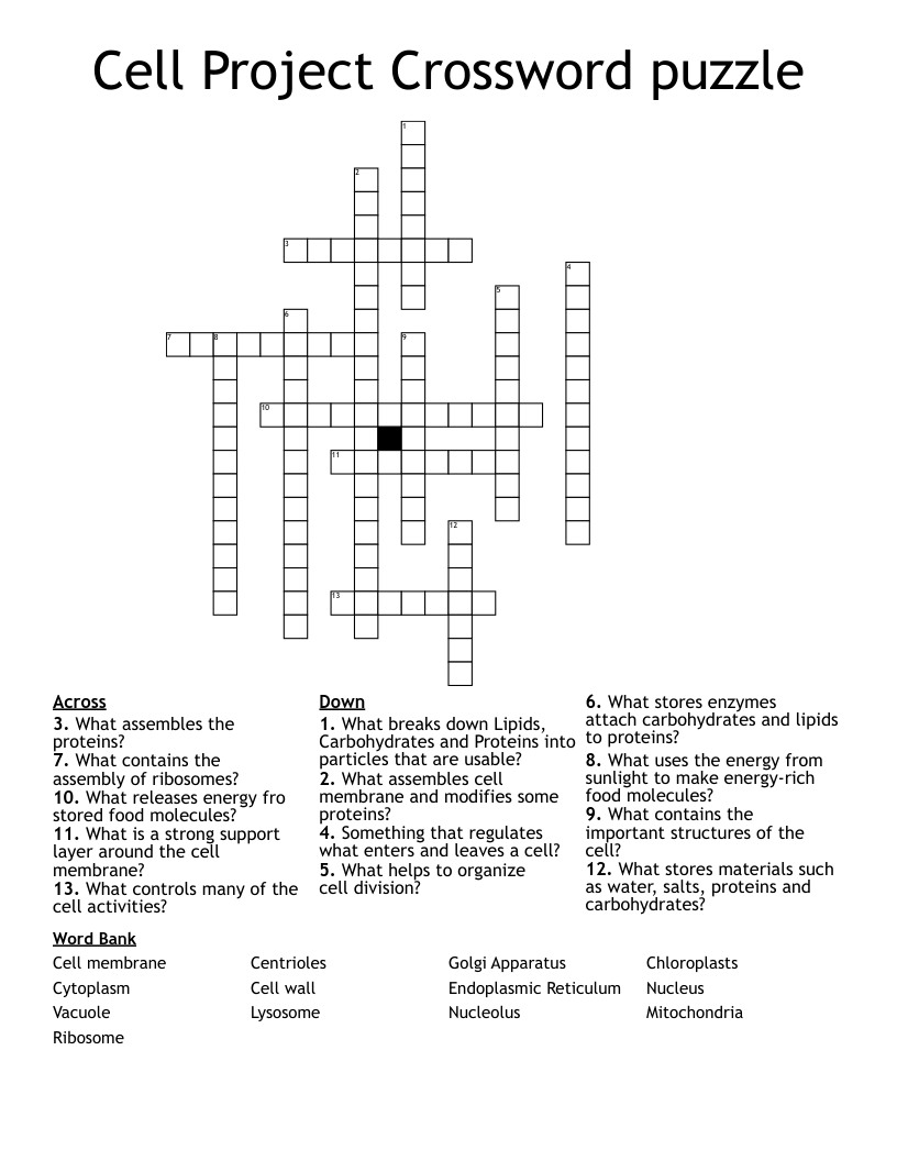 Cell Project Crossword puzzle