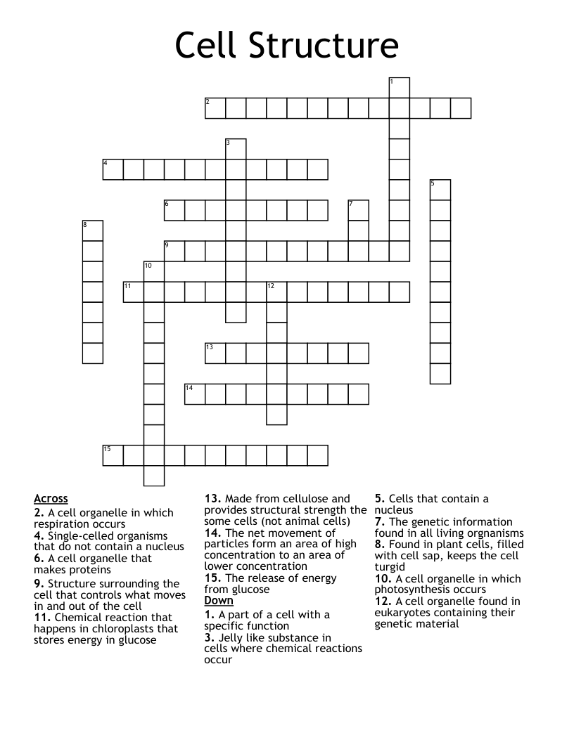 Cell Structure Crossword