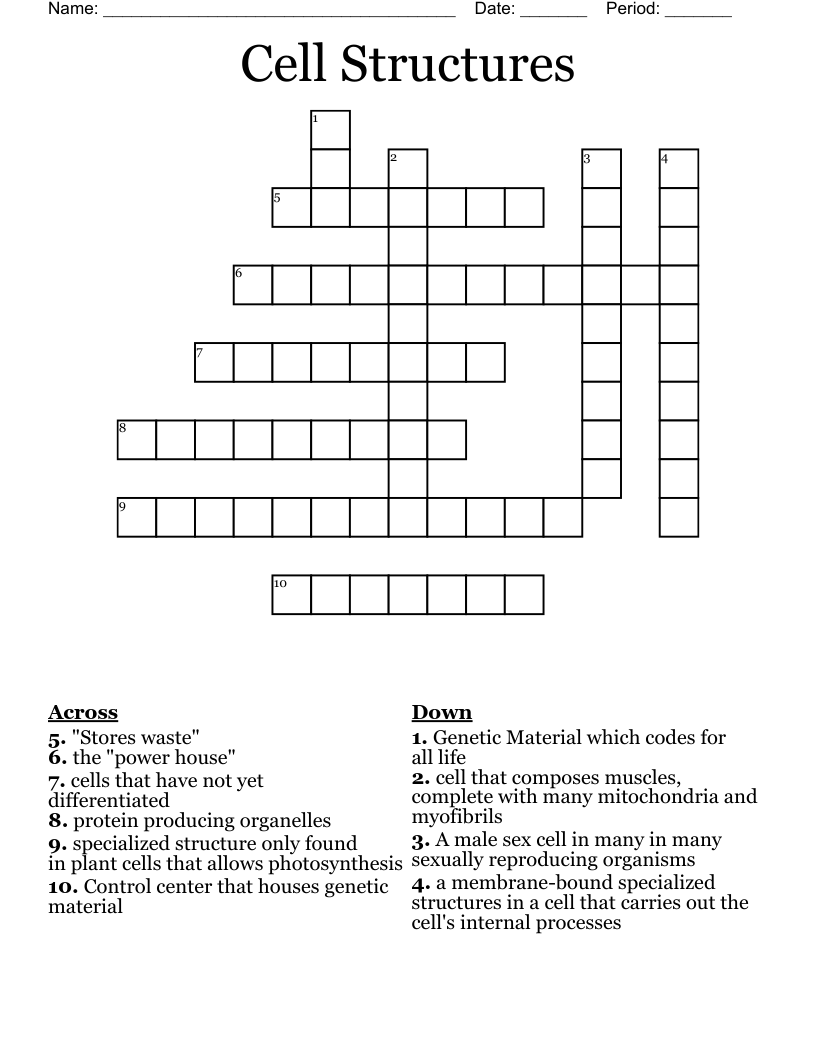 Cell Structures Crossword