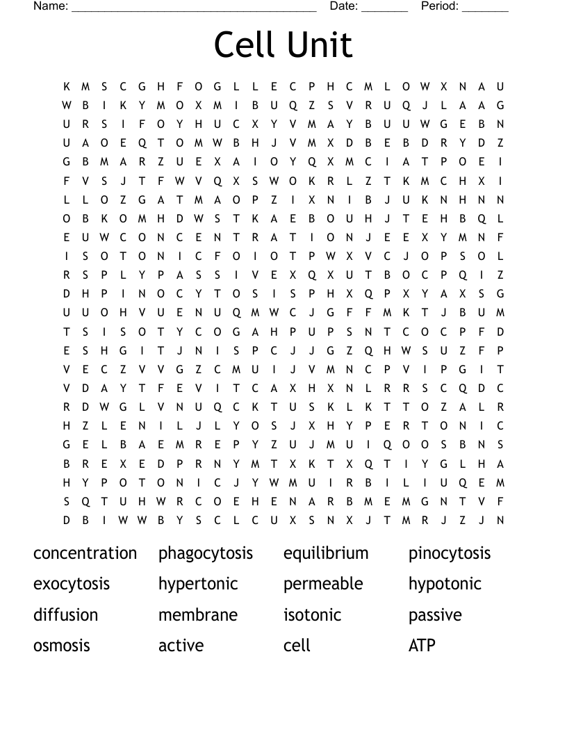 Cell Unit Word Search