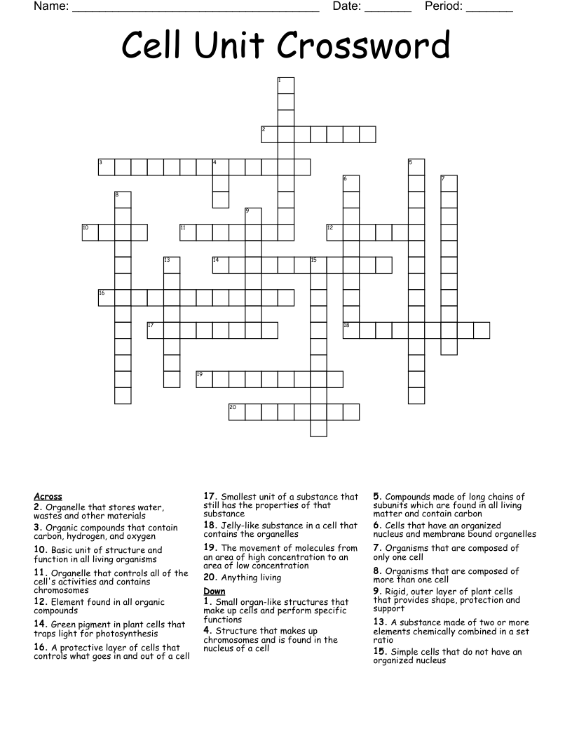 Cell Unit Crossword