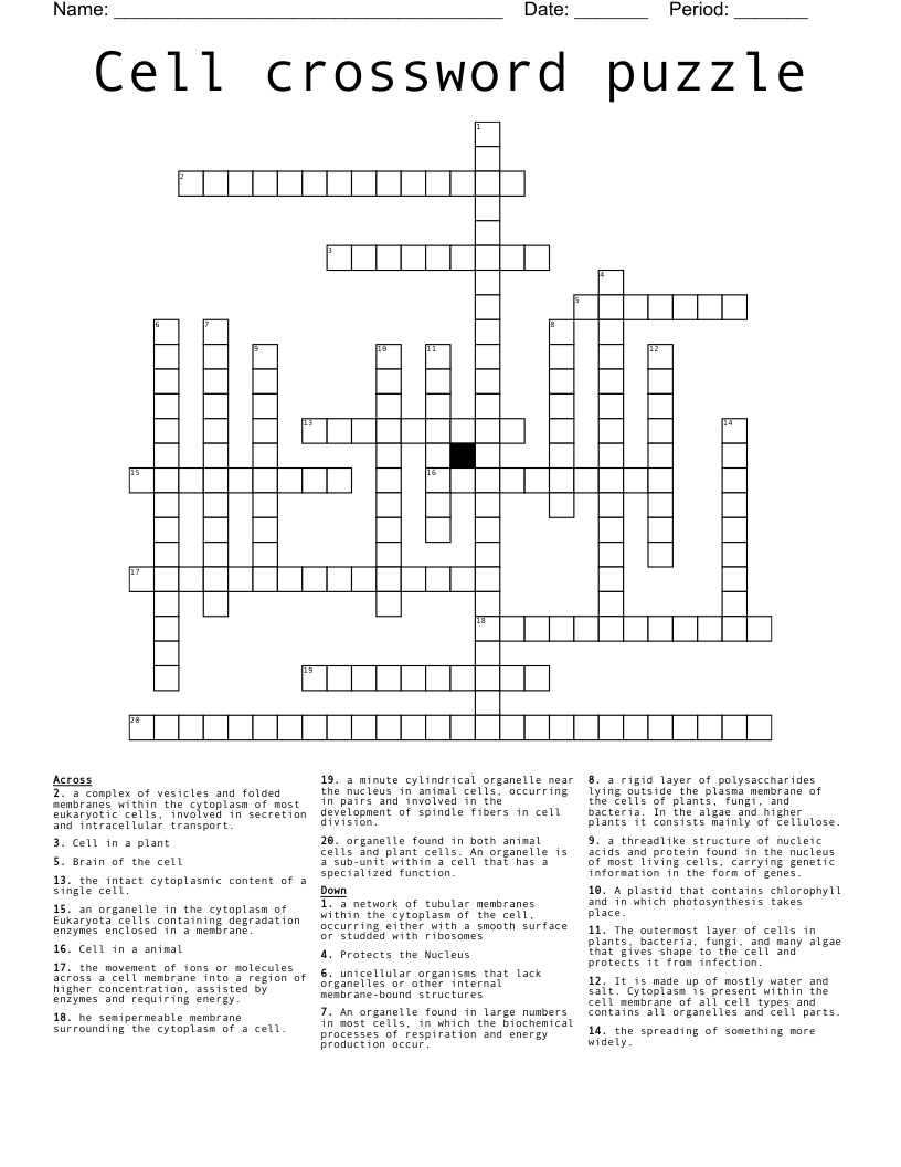 Cell crossword puzzle