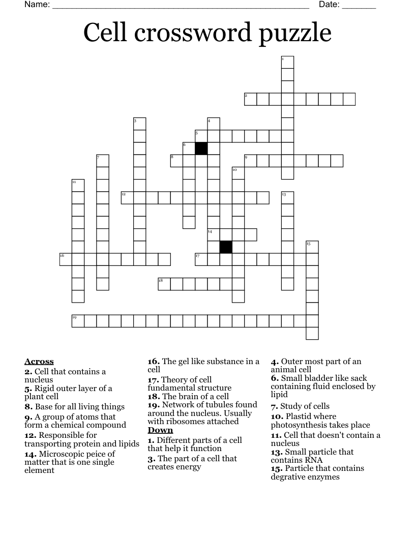Cell crossword puzzle 