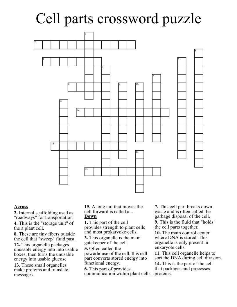 Cell parts crossword puzzle