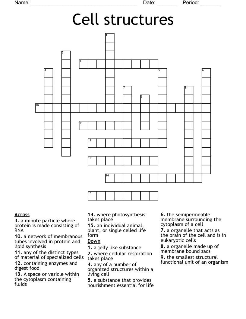 Cell structures Crossword