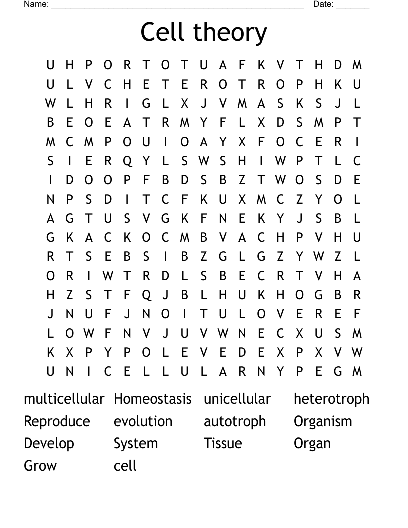 Cell theory Word Search