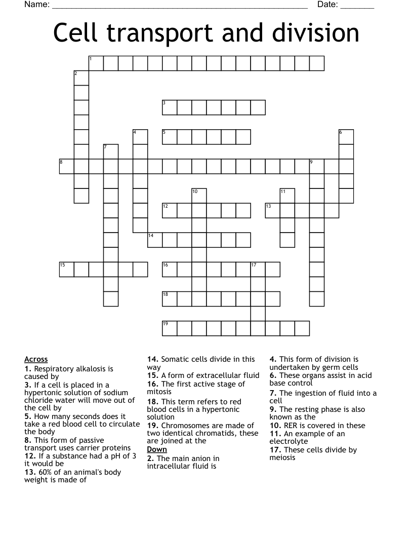 Cell transport and division Crossword