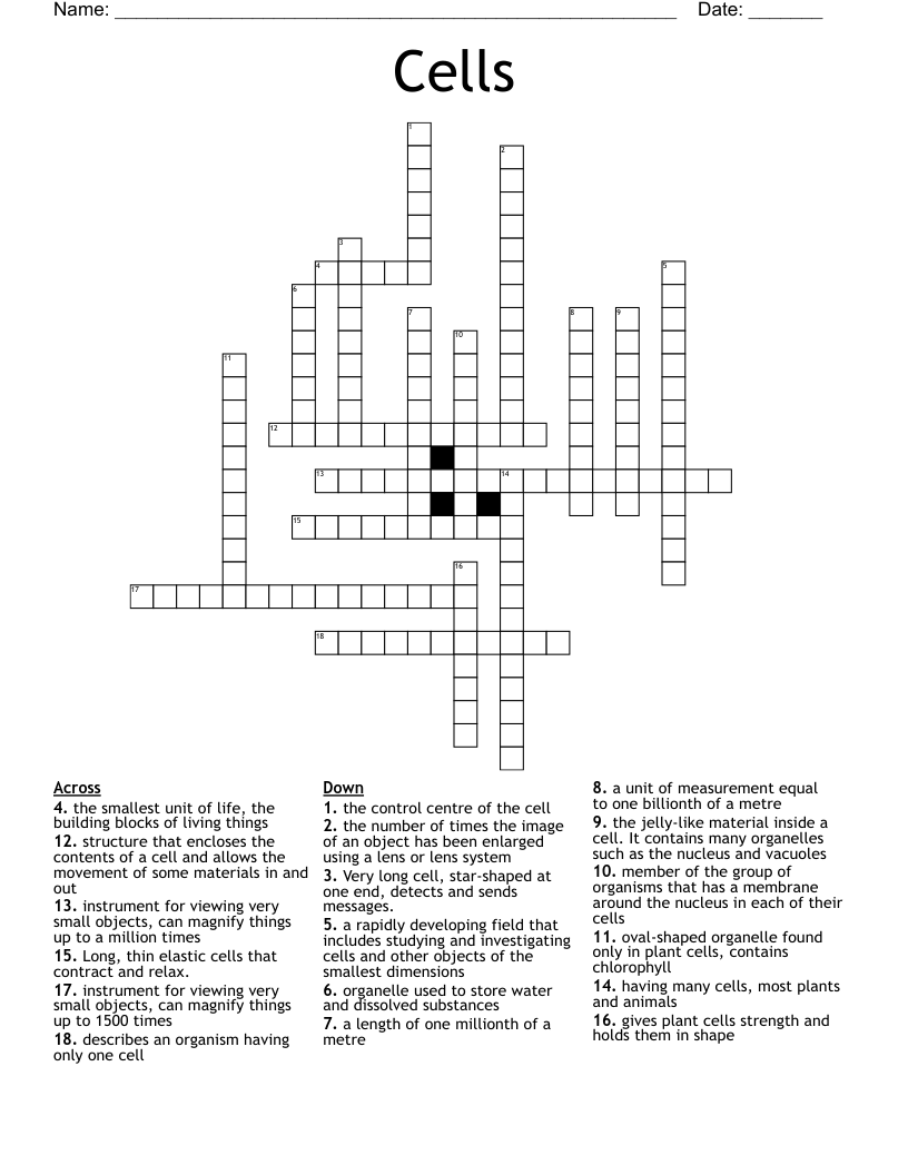 Cells Crossword