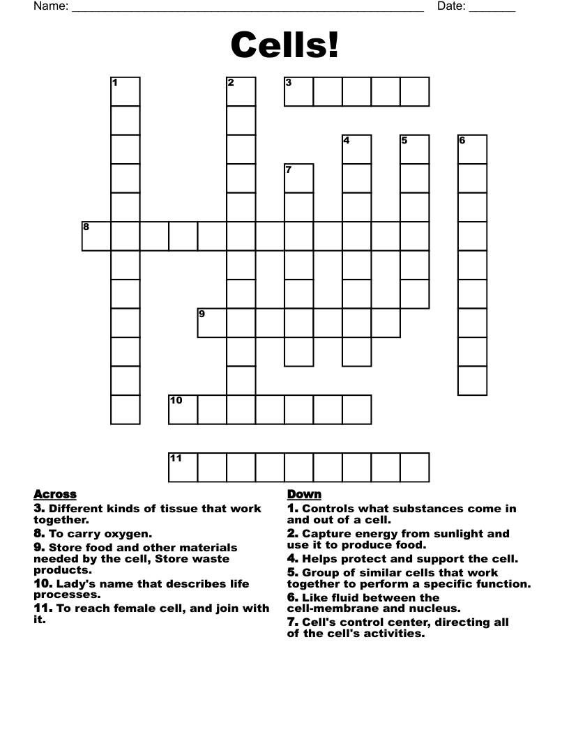 Cells! Crossword