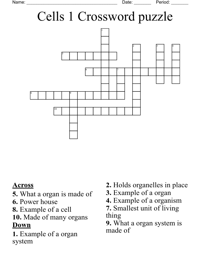 Cells 1 Crossword puzzle