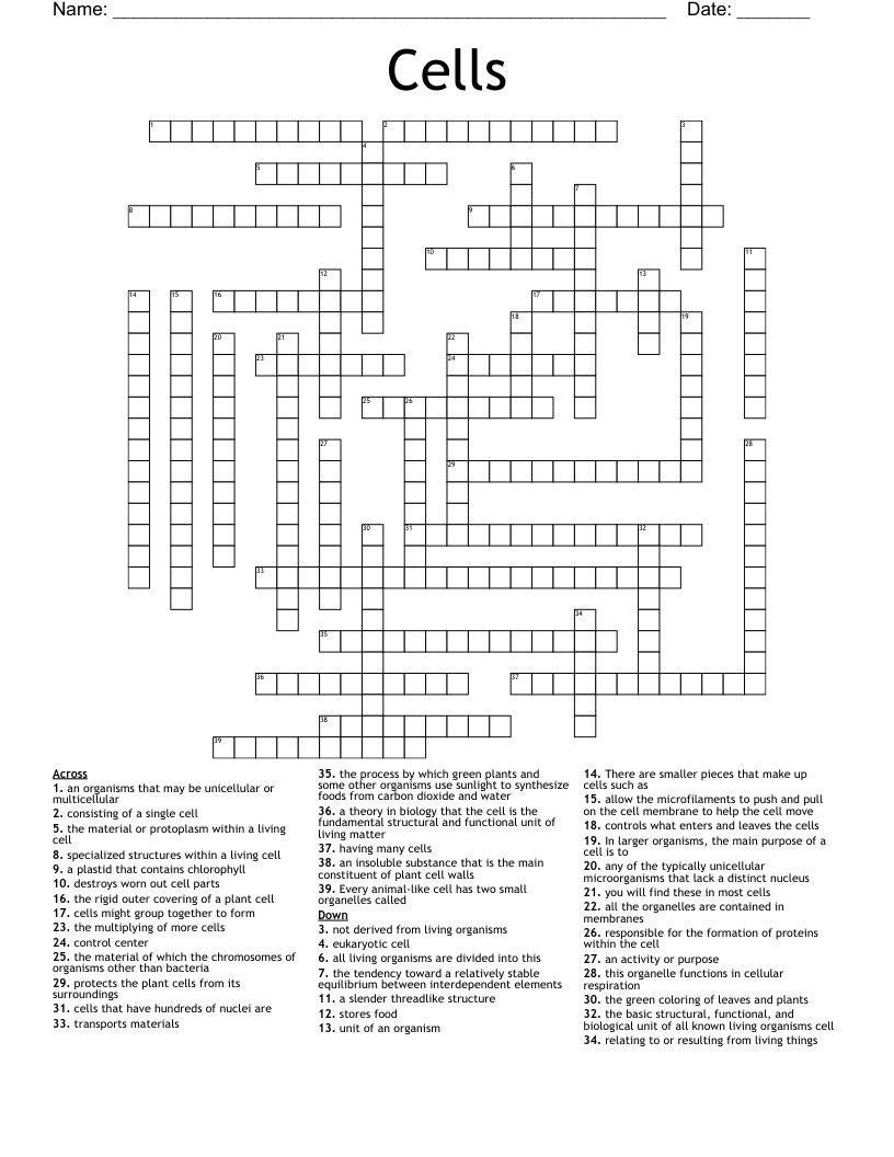 Cells Crossword