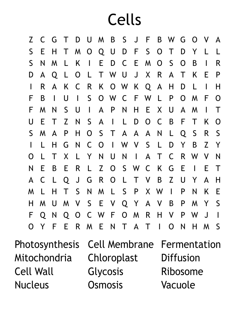 Cells Word Search