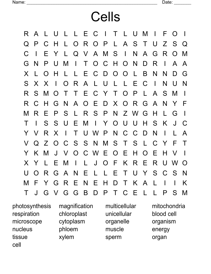 Cells Word Search