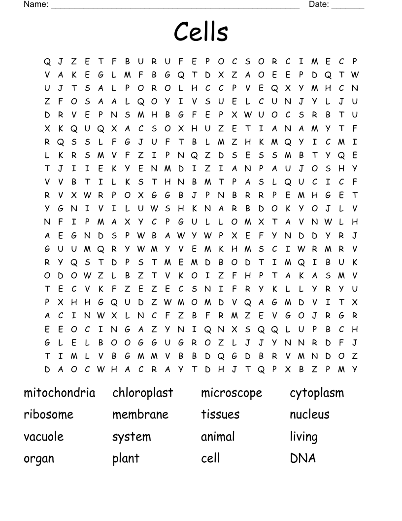 Cells Word Search