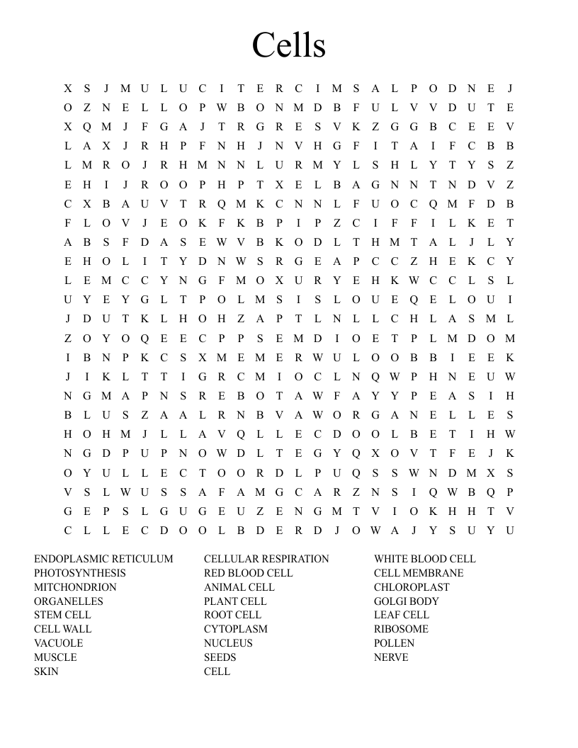 Cells Word Search