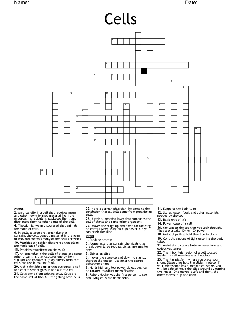 Cells Crossword