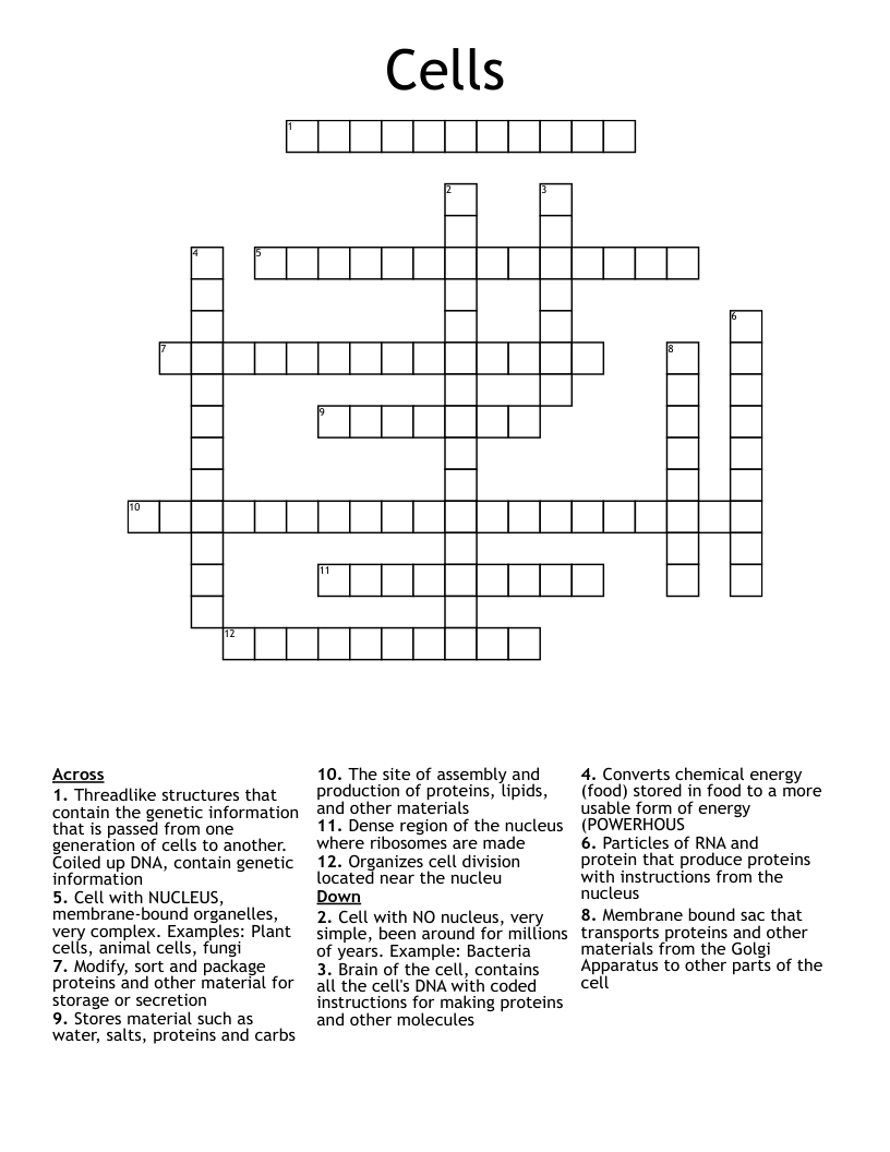 Cells Crossword