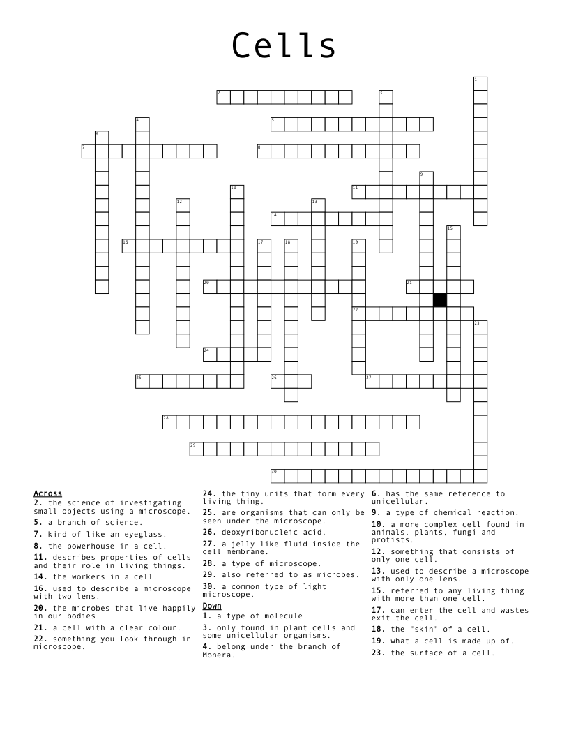 Cells Crossword