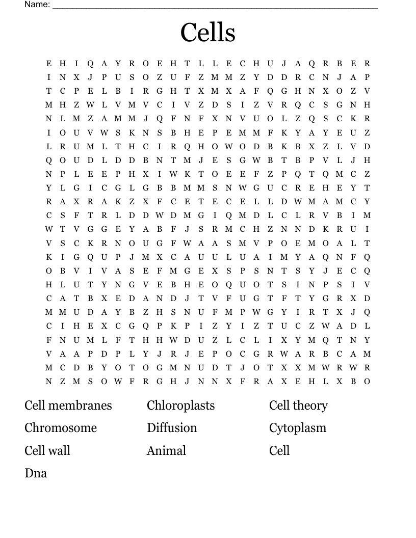 Cells Word Search