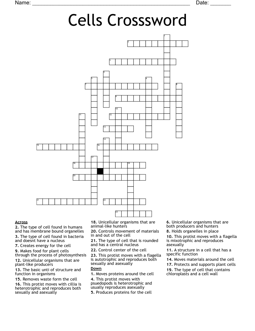 Cells Crosssword Crossword