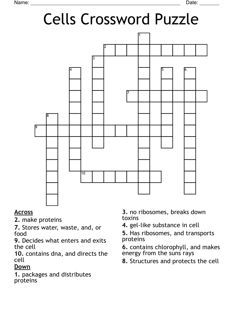 Cells Crossword Puzzle