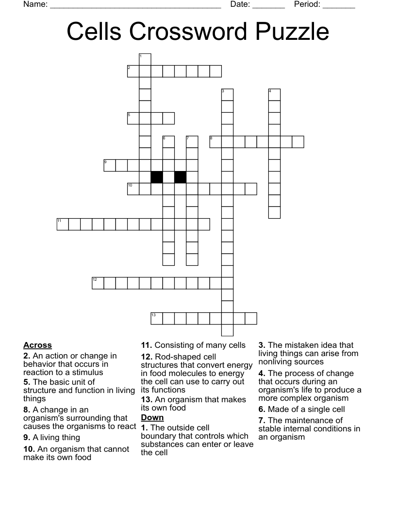 Cells Crossword Puzzle