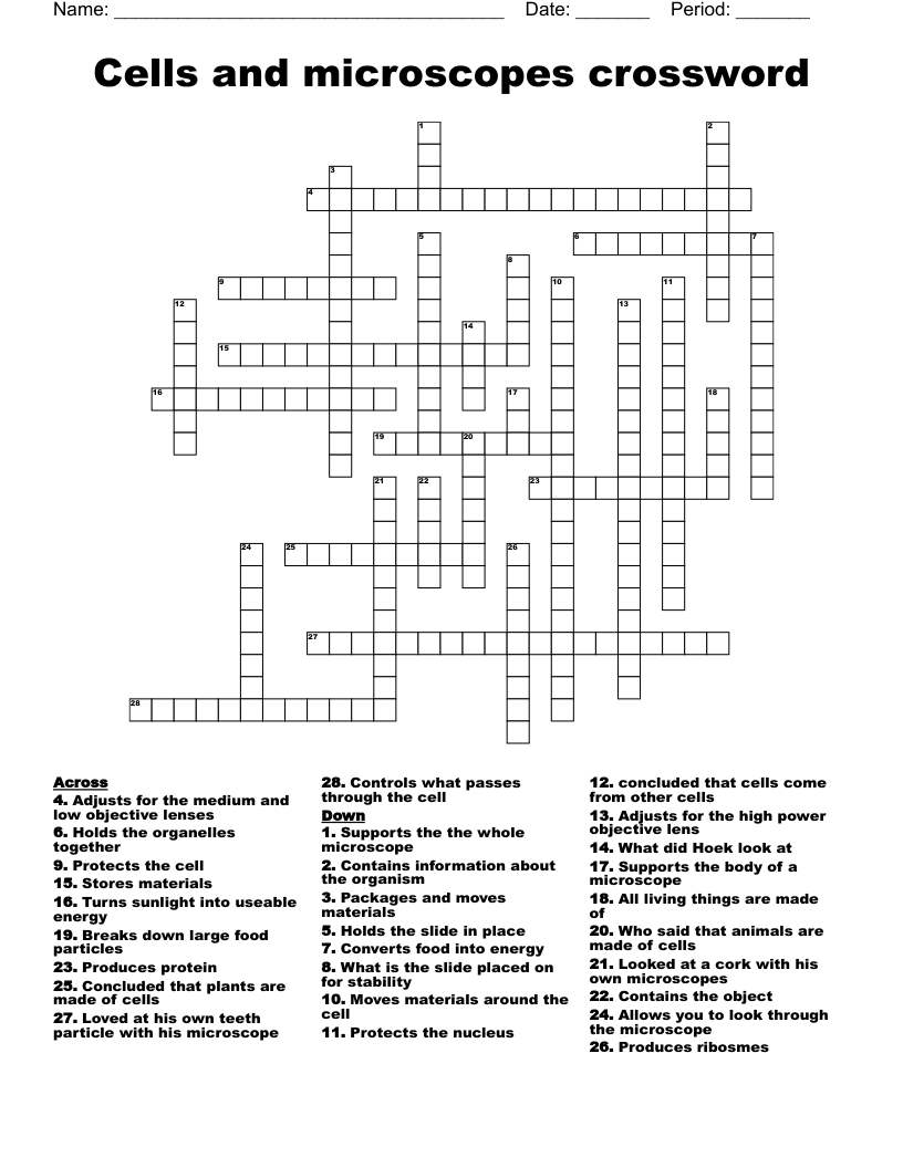 Cells and microscopes crossword