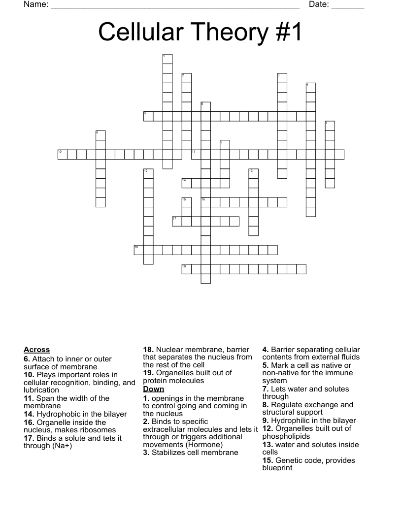Cellular Theory #1 Crossword
