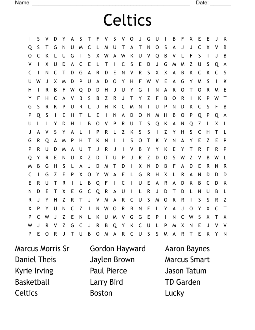Celtics Word Search