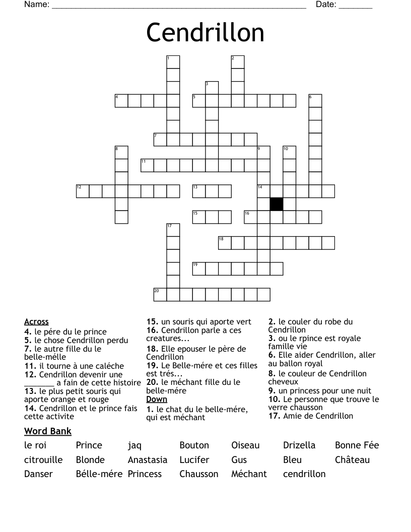 Cendrillon  Crossword