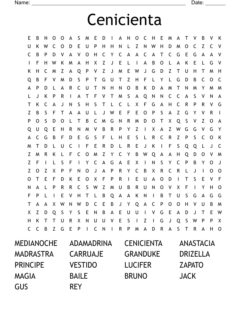 Cenicienta Word Search