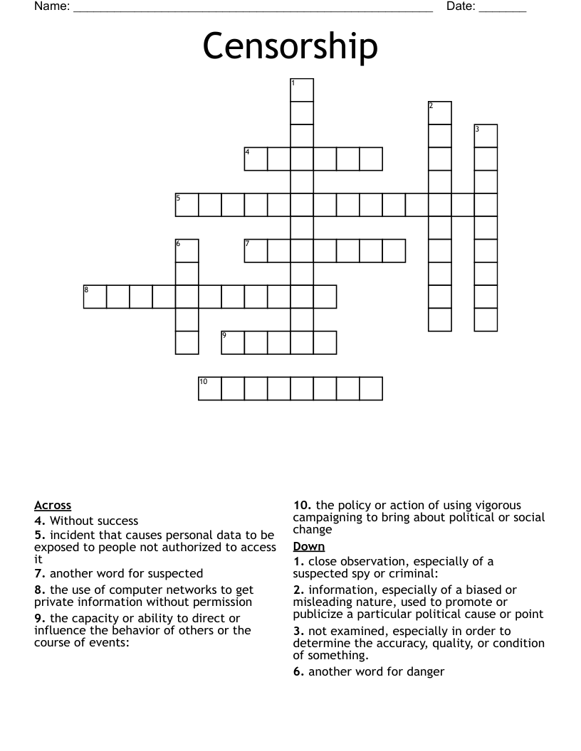 Censorship Crossword