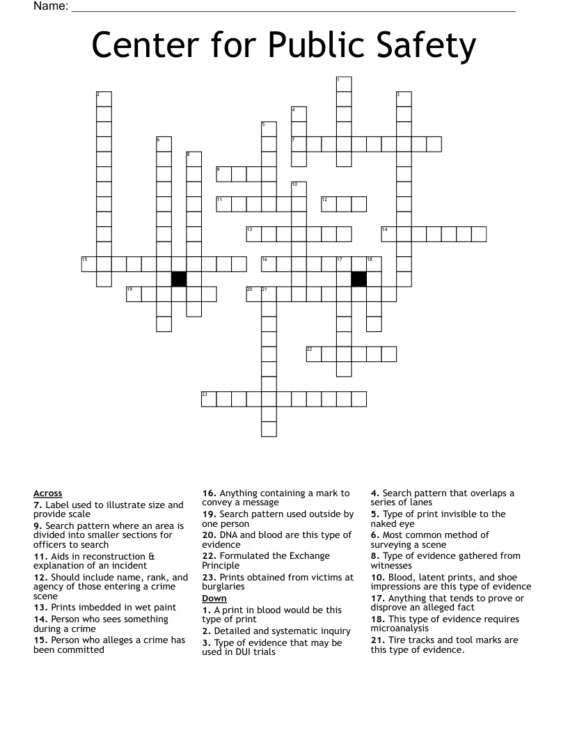 Center for Public Safety Crossword