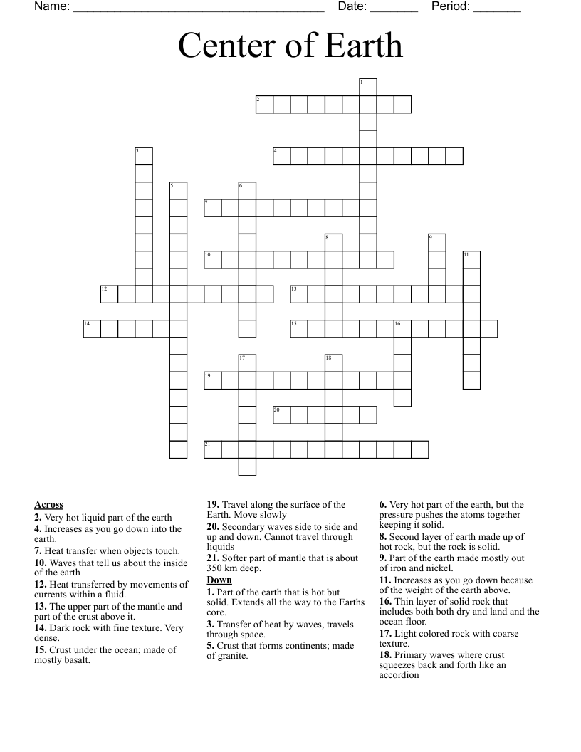 Center of Earth Crossword