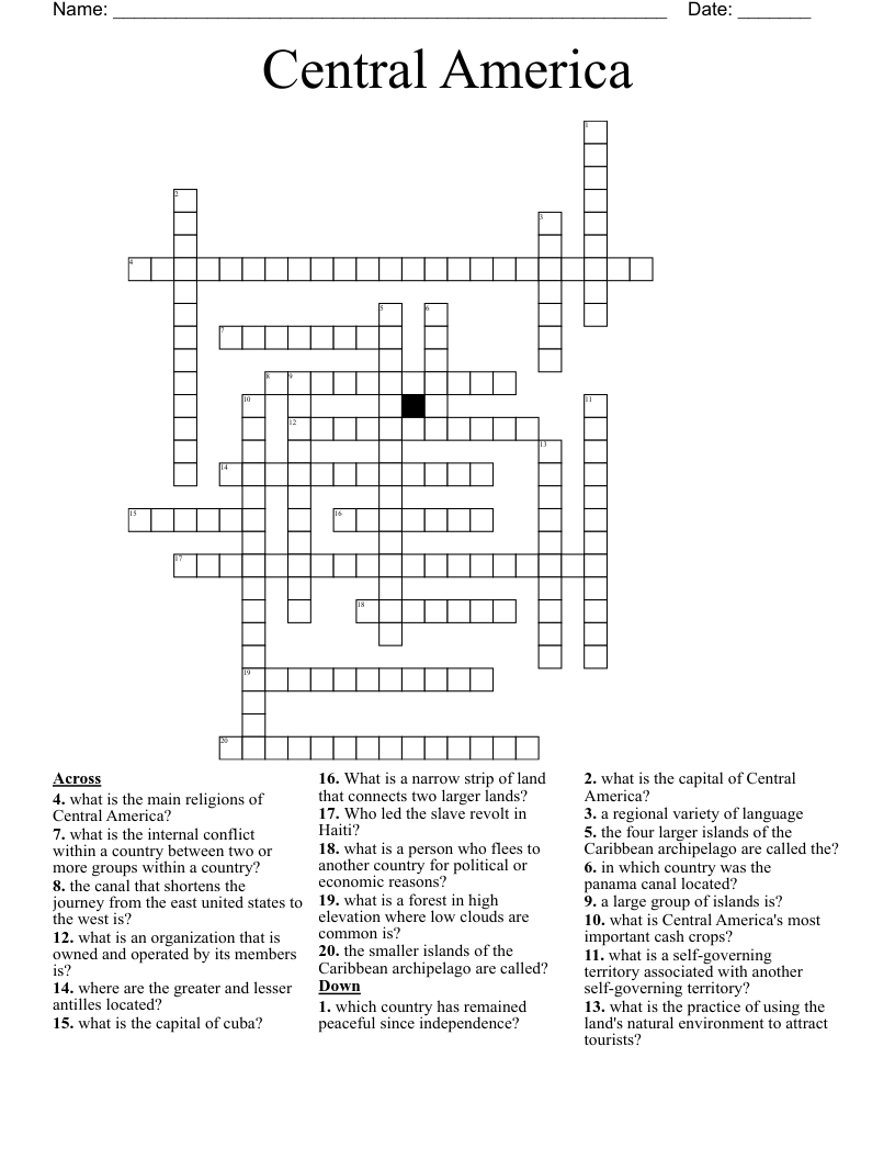 Central America Crossword