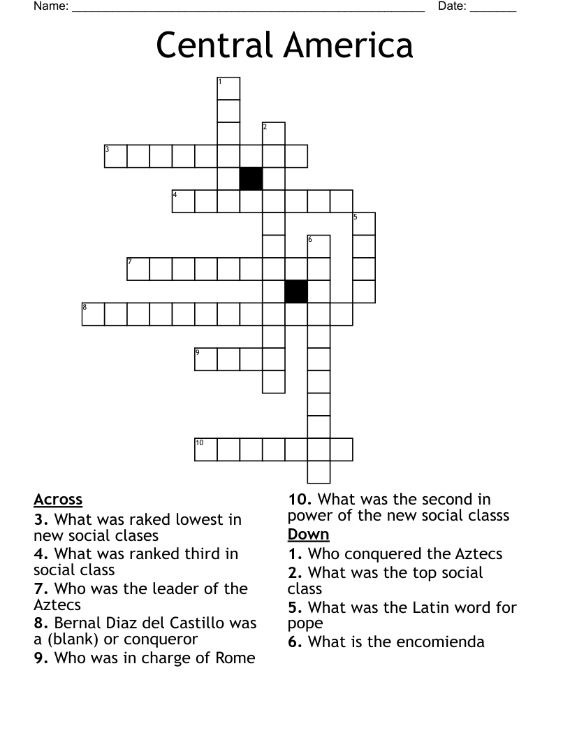 Central America Crossword
