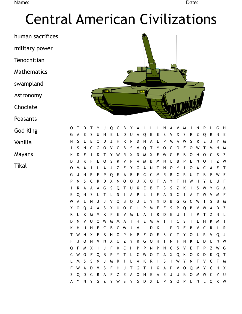 Central American Civilizations Word Search